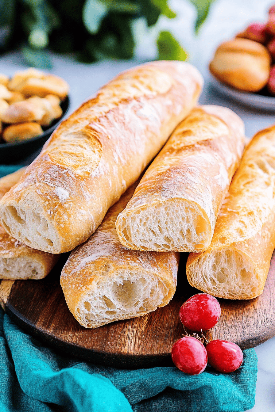 French Baguette slice on plate showing perfect texture and swirl pattern