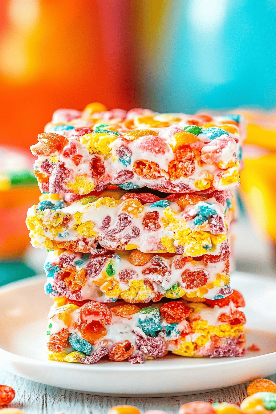 Fruity Pebbles treats ingredients organized and measured on kitchen counter