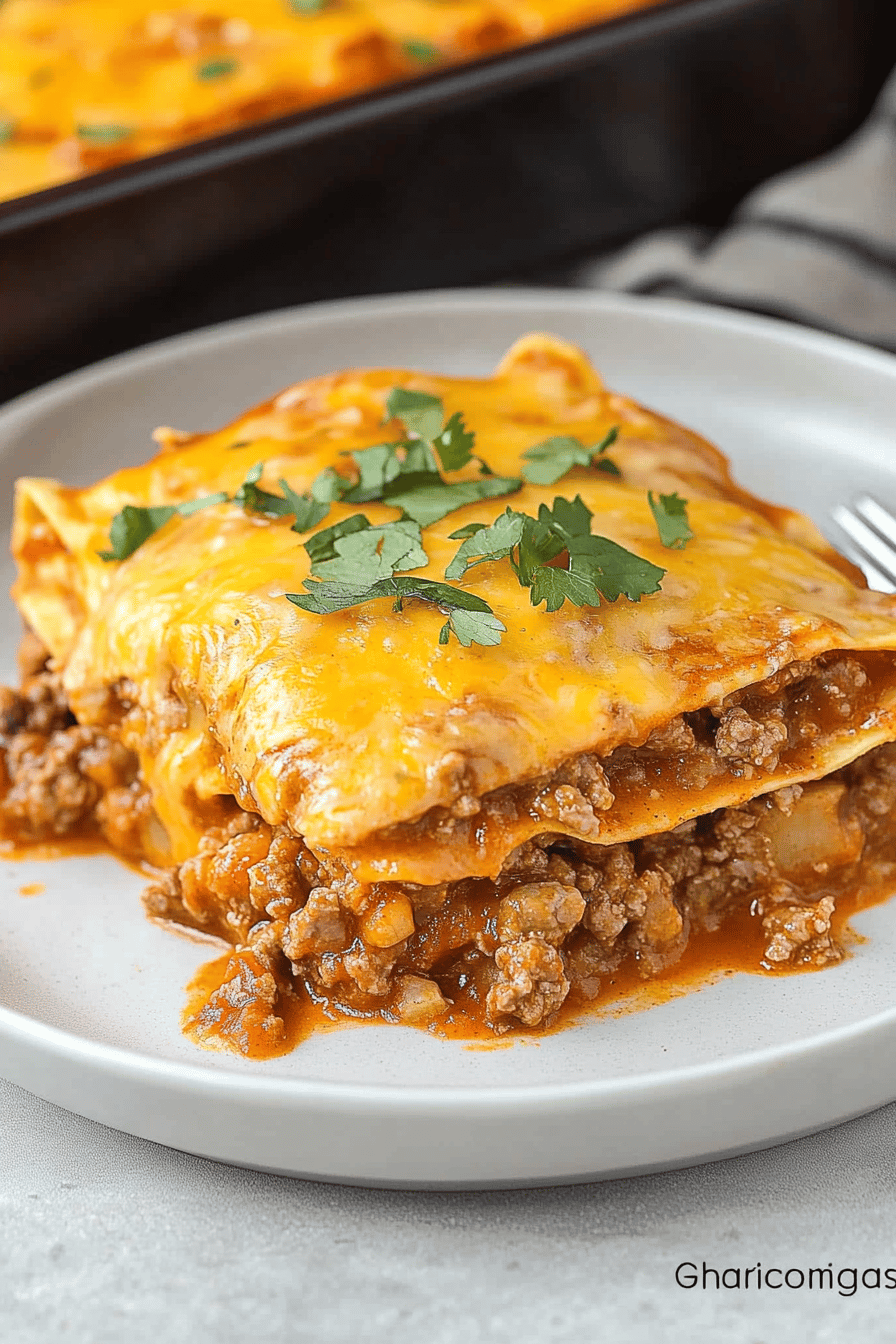 Ground Beef Enchilada Casserole ingredients organized and measured on kitchen counter