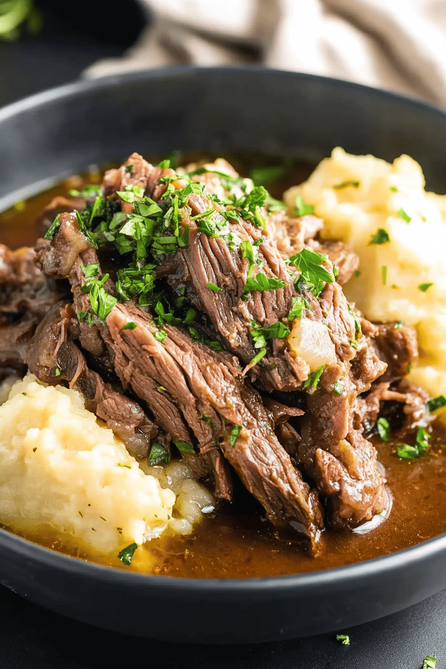 Mississippi Pot Roast ingredients organized and measured on kitchen counter