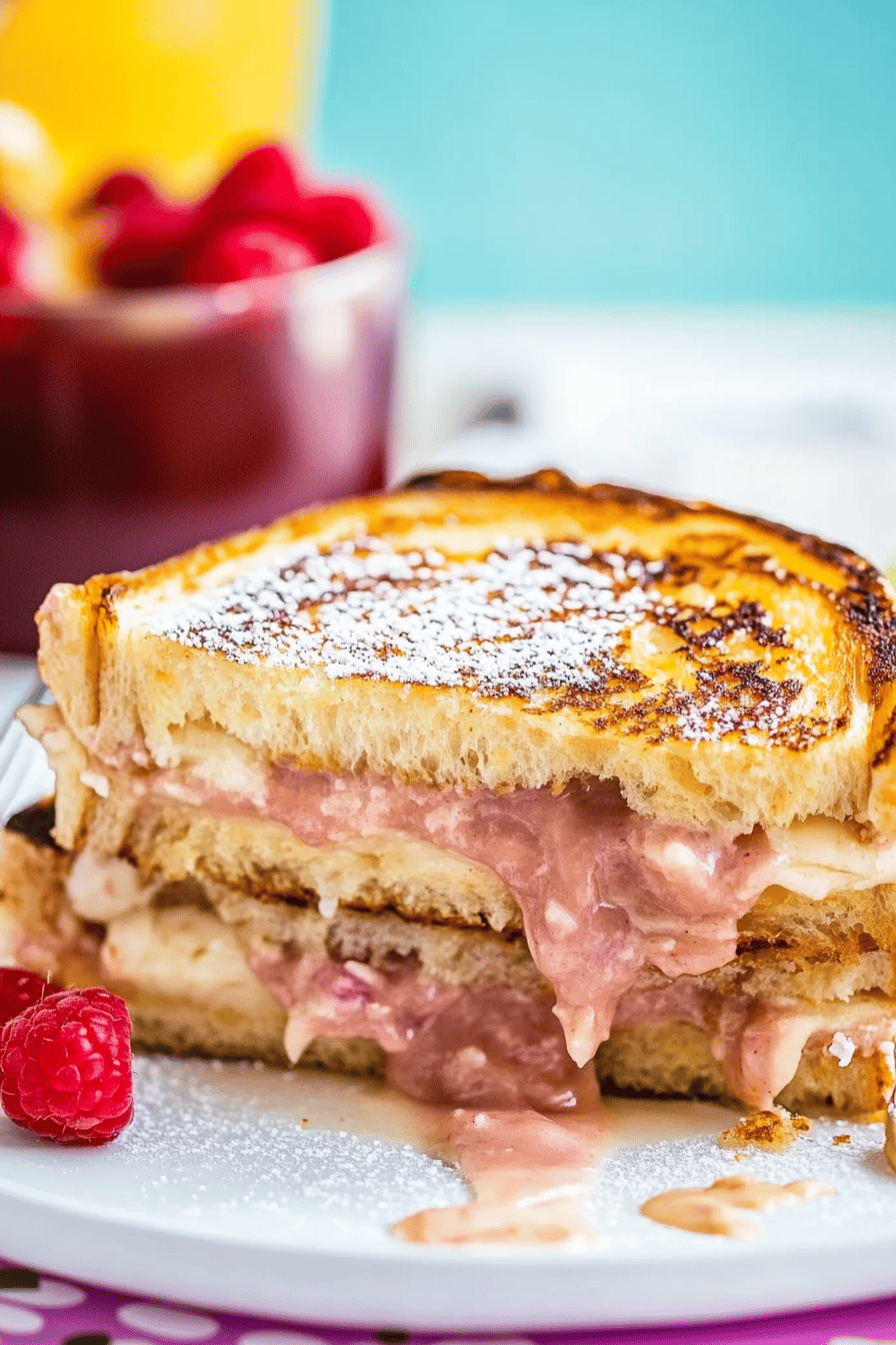 Monte Cristo Sandwich slice on plate showing perfect texture and swirl pattern