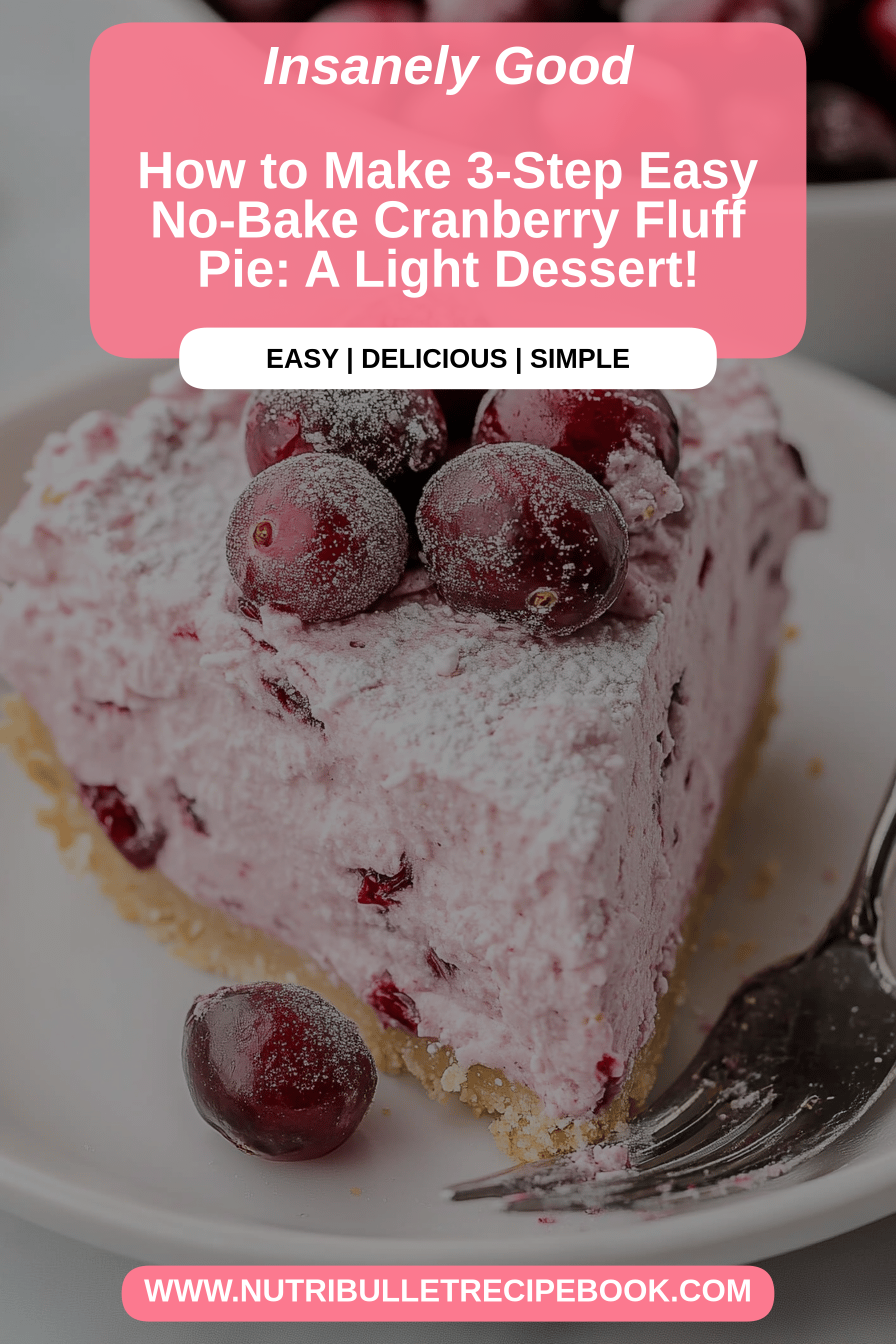 No-Bake Cranberry Fluff Pie final dish beautifully presented and ready to serve