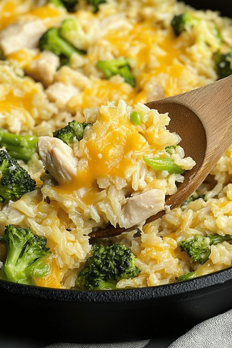 One-Pot Cheesy Chicken Broccoli Rice ingredients organized and measured on kitchen counter