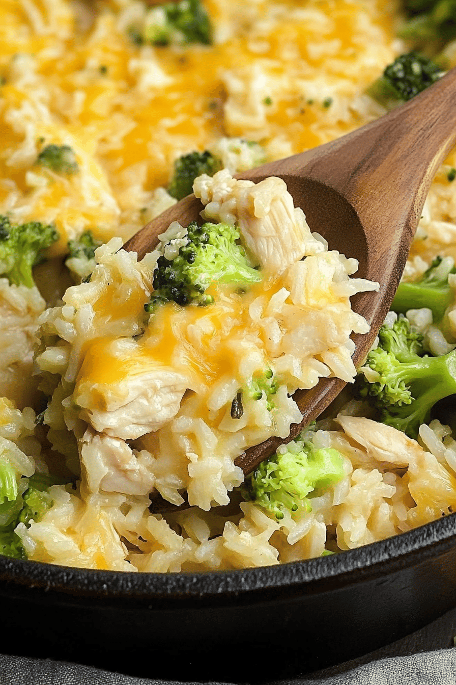 One-Pot Cheesy Chicken Broccoli Rice slice on plate showing perfect texture and swirl pattern