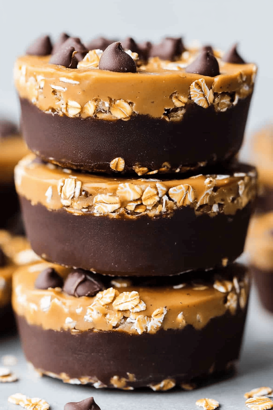 Peanut butter oat cups ingredients organized and measured on kitchen counter