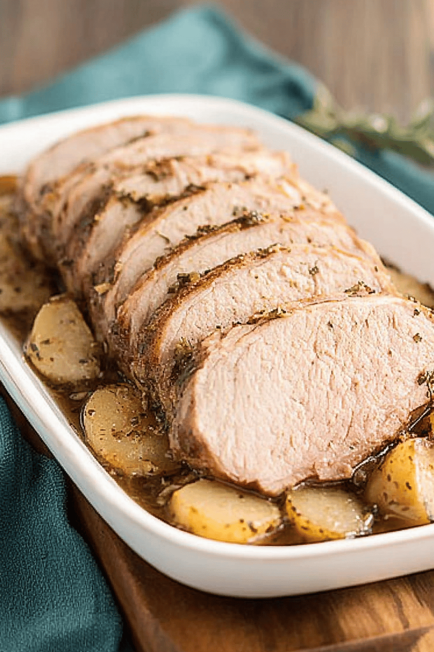 Pork roast ingredients organized and measured on kitchen counter
