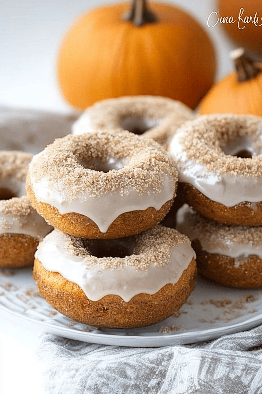 Pumpkin spice donuts ingredients organized and measured on kitchen counter