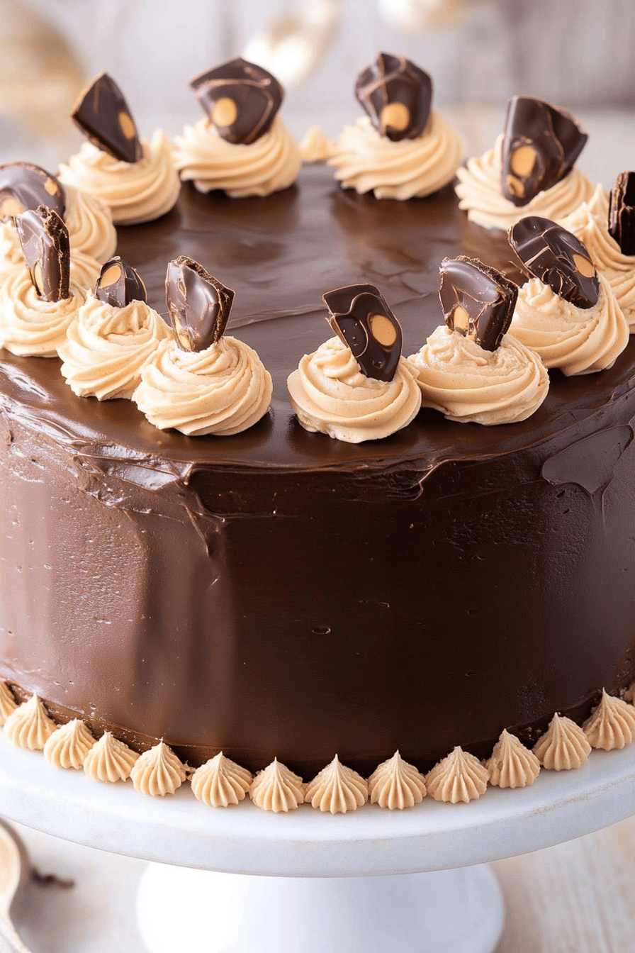 Reese's Cake Recipe slice on plate showing perfect texture and swirl pattern
