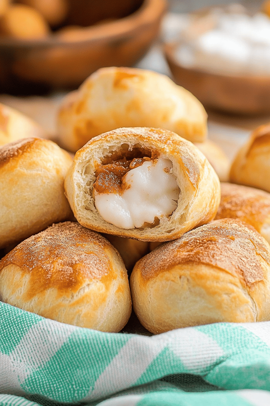 Resurrection rolls slice on plate showing perfect texture and swirl pattern