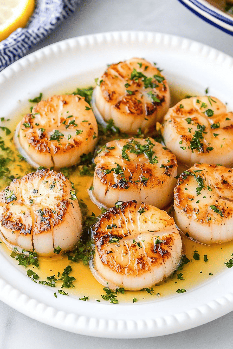 Seared Scallops Recipe ingredients organized and measured on kitchen counter