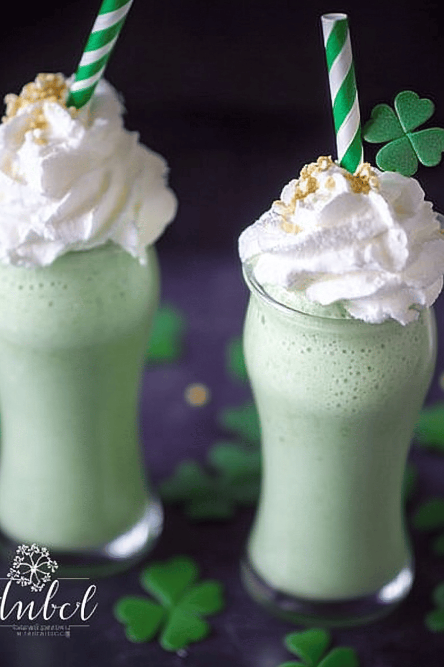 Shamrock Shake ingredients organized and measured on kitchen counter