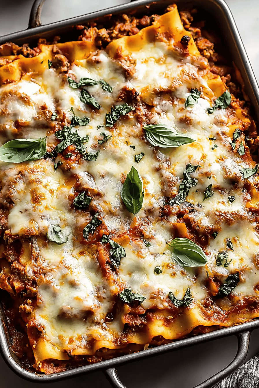 Sheet Pan Lasagna slice on plate showing perfect texture and swirl pattern