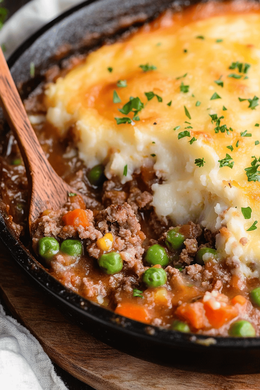Shepherd's Pie slice on plate showing perfect texture and swirl pattern