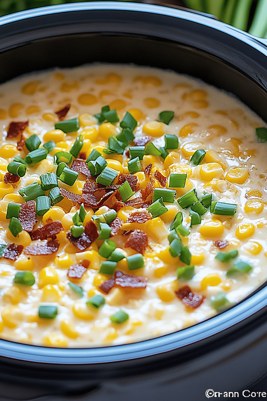 Slow Cooker Creamed Corn slice on plate showing perfect texture and swirl pattern