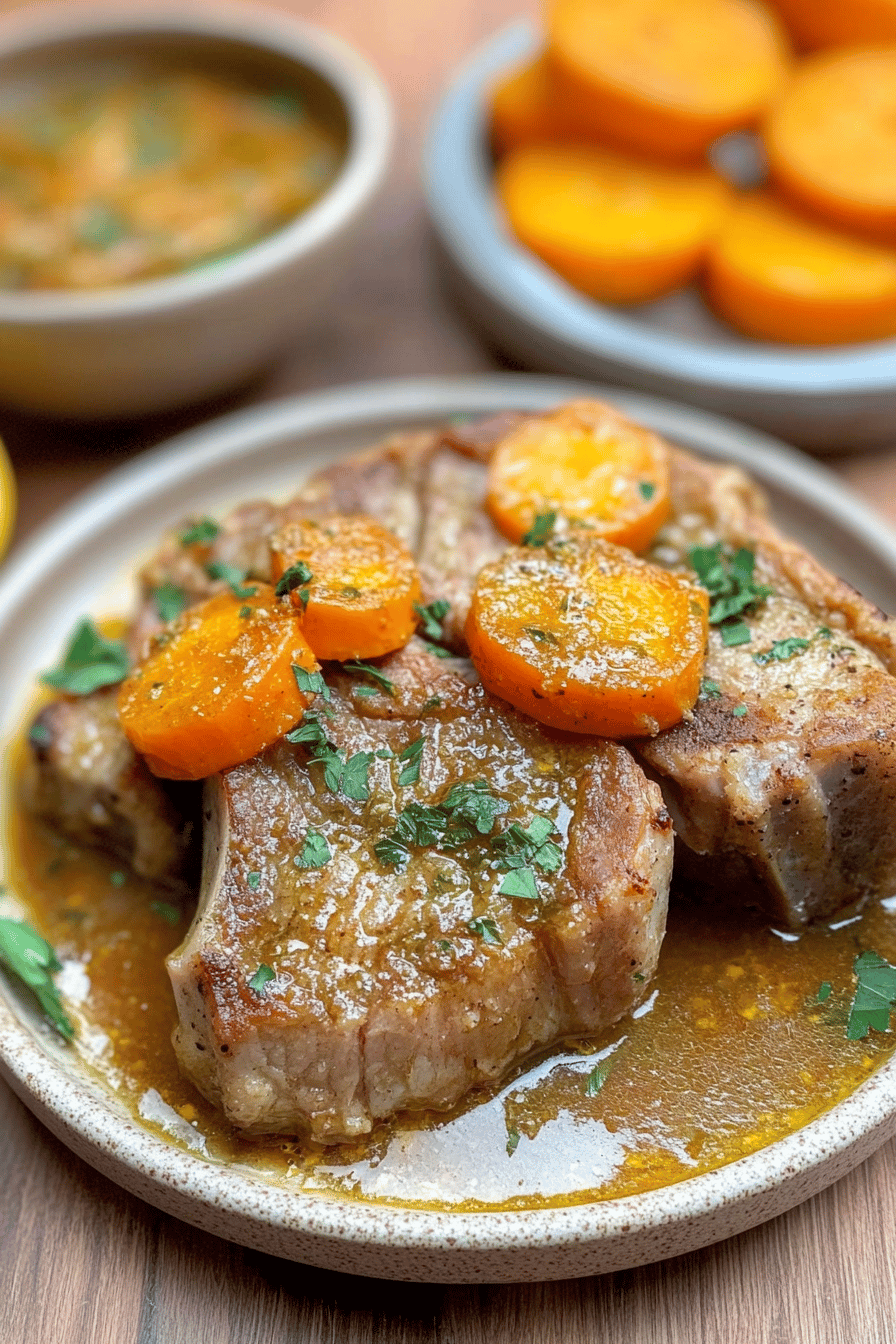 Slow Cooker Pork Chops ingredients organized and measured on kitchen counter