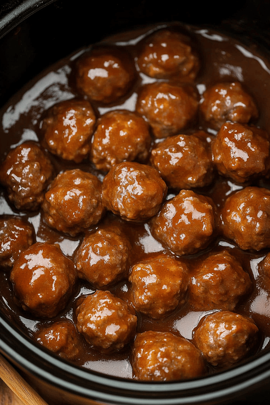 Slow Cooker Salisbury Steak Meatballs ingredients organized and measured on kitchen counter