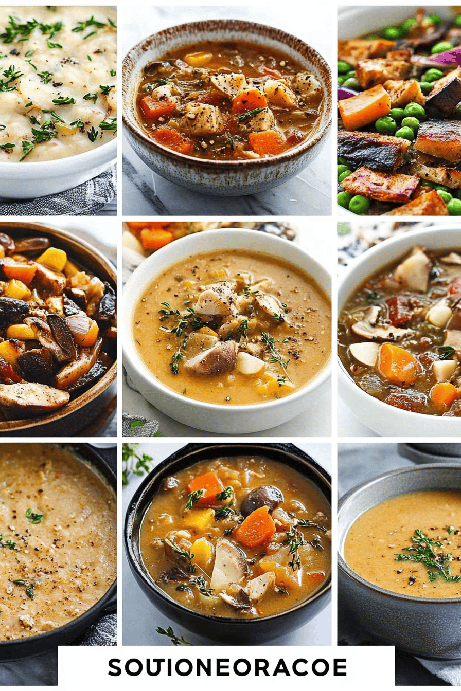 Soups ingredients organized and measured on kitchen counter