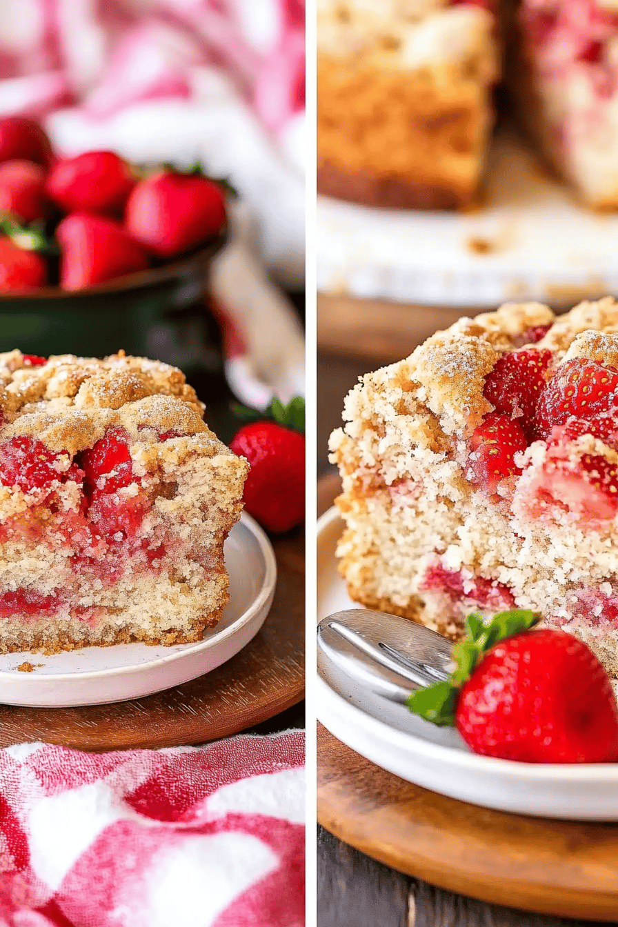 Strawberry coffee cake ingredients organized and measured on kitchen counter