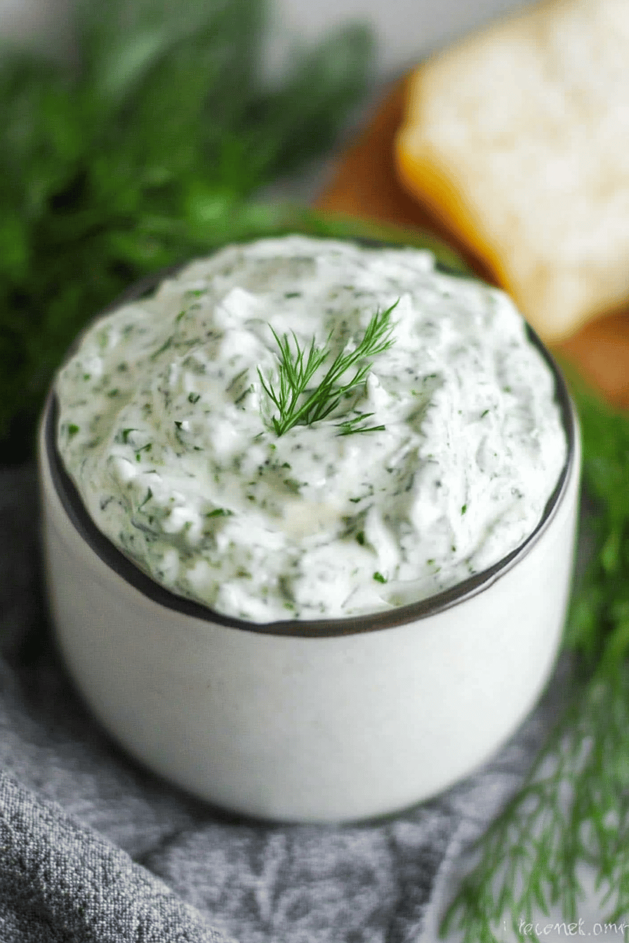Tzatziki Sauce Recipe ingredients organized and measured on kitchen counter