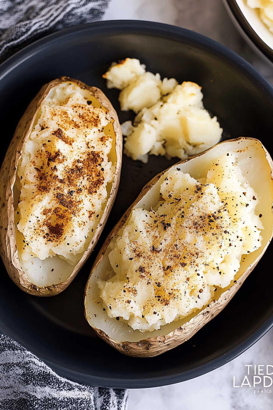 air fryer baked potato ingredients organized and measured on kitchen counter