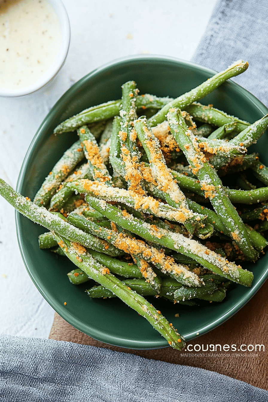 air fryer green beans ingredients organized and measured on kitchen counter