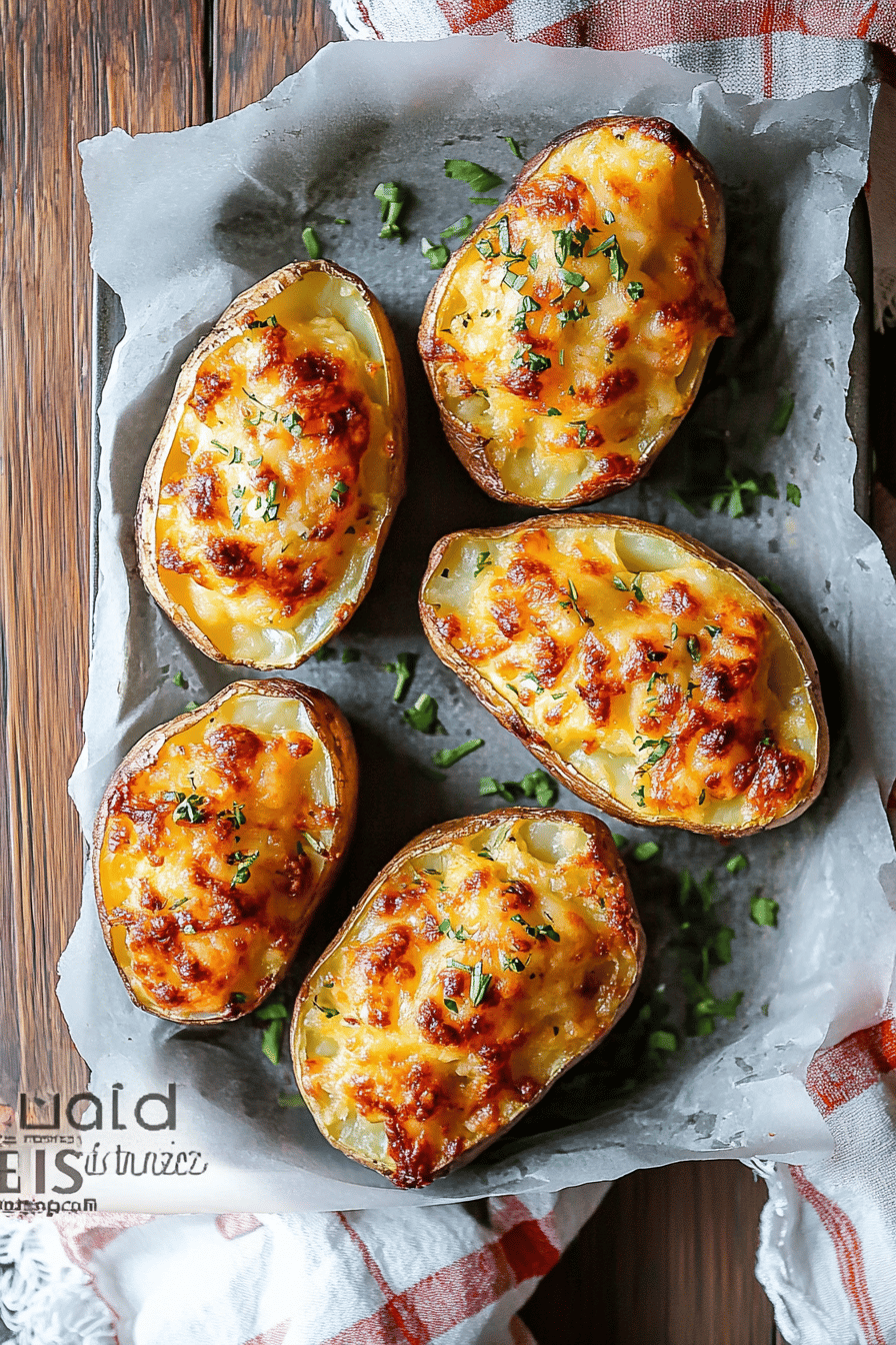 air fryer twice baked potatoes slice on plate showing perfect texture and swirl pattern