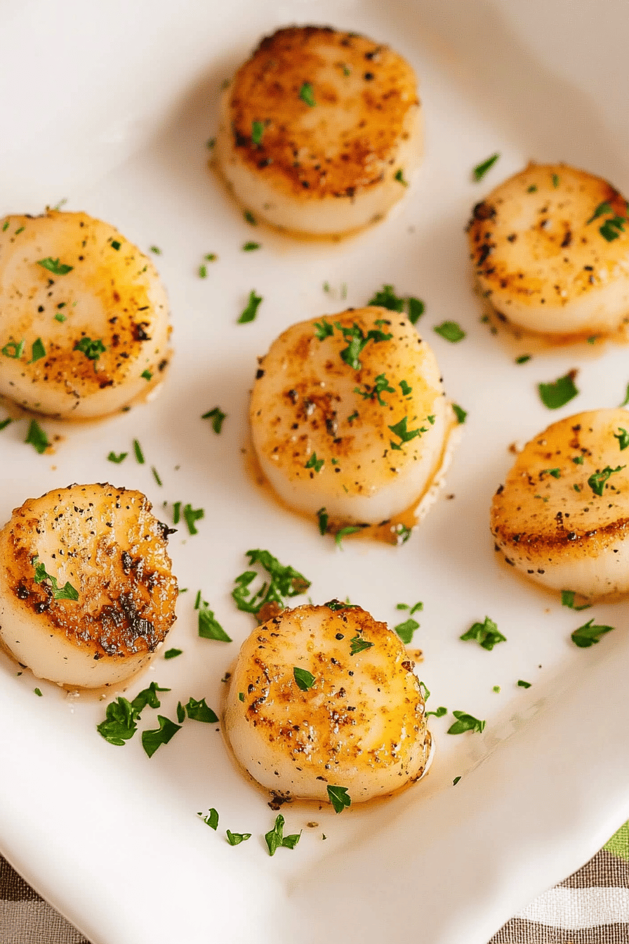 baked scallops slice on plate showing perfect texture and swirl pattern