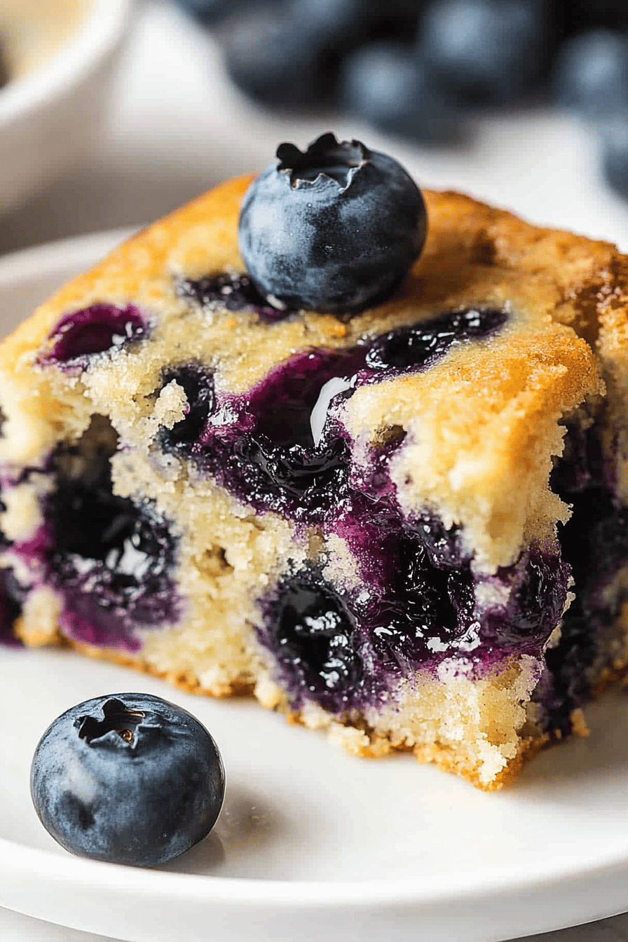 blueberry breakfast cake ingredients organized and measured on kitchen counter