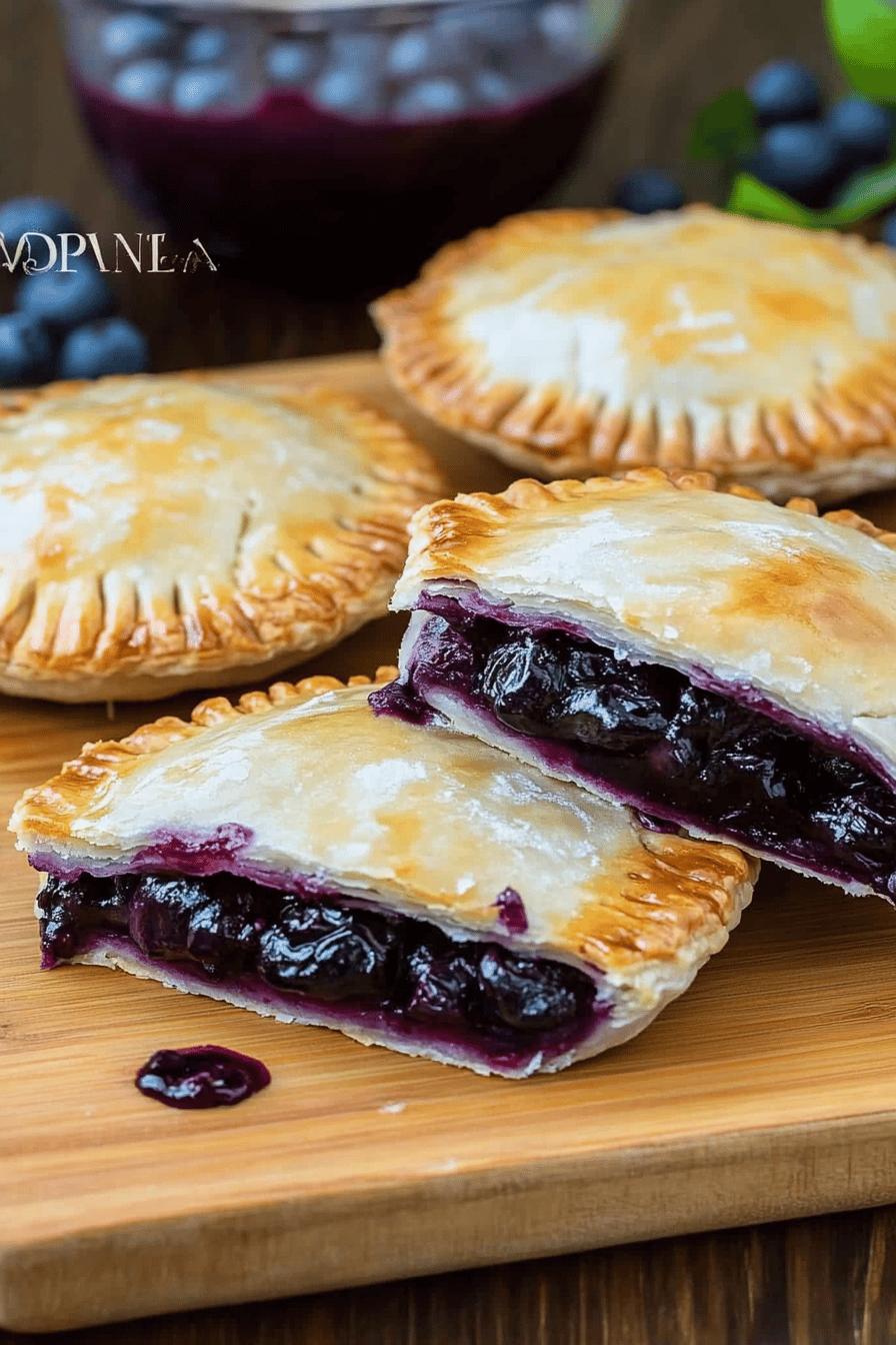 blueberry hand pies slice on plate showing perfect texture and swirl pattern