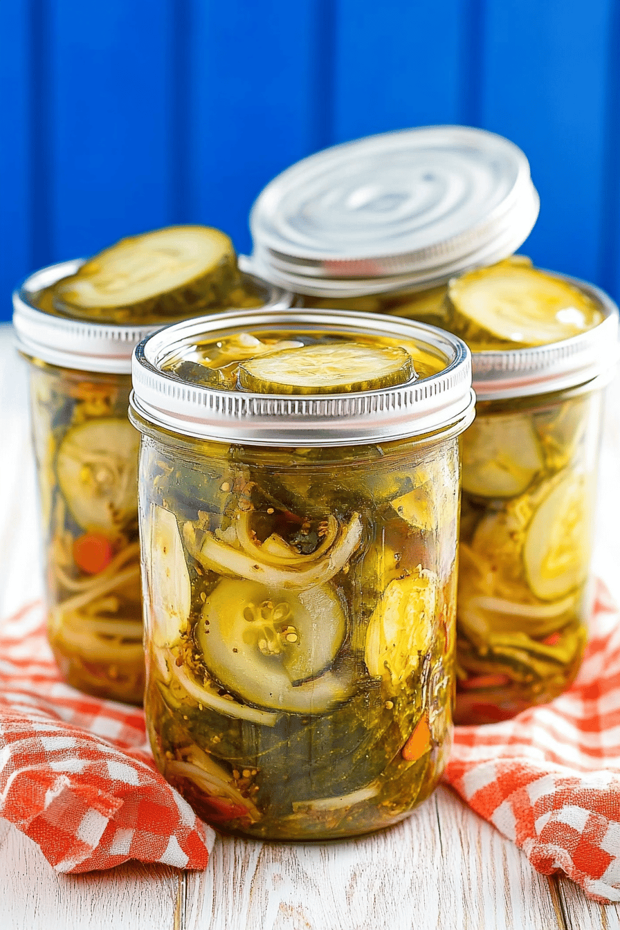 bread and butter pickles slice on plate showing perfect texture and swirl pattern