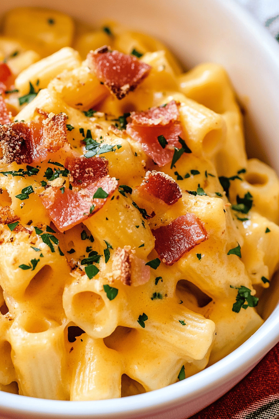 butternut squash mac and cheese slice on plate showing perfect texture and swirl pattern