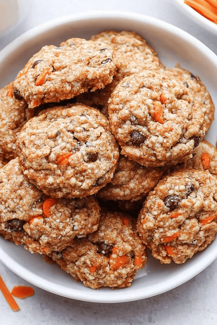 carrot cake cookies slice on plate showing perfect texture and swirl pattern