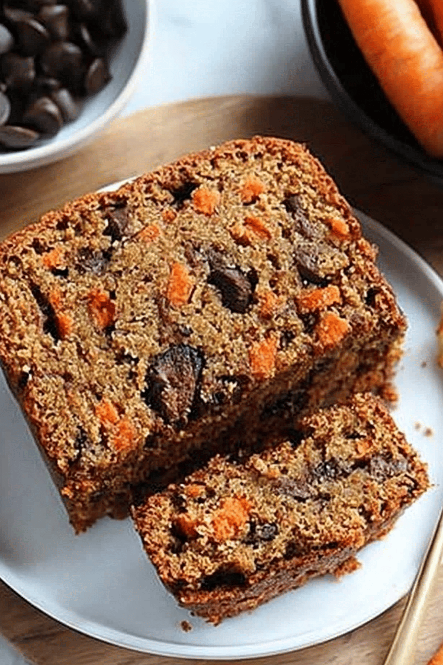 carrot cake loaf slice on plate showing perfect texture and swirl pattern