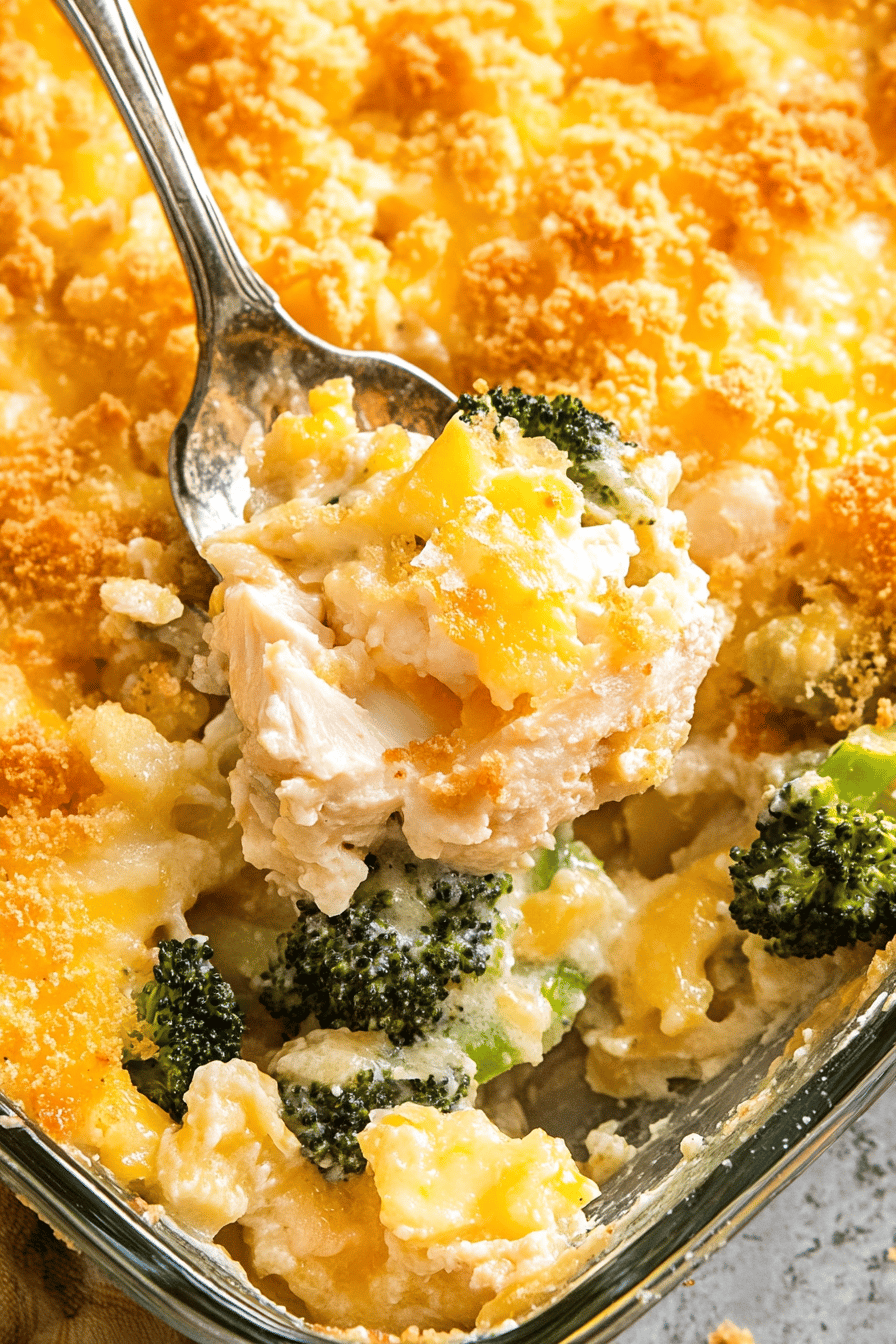 chicken broccoli casserole ingredients organized and measured on kitchen counter