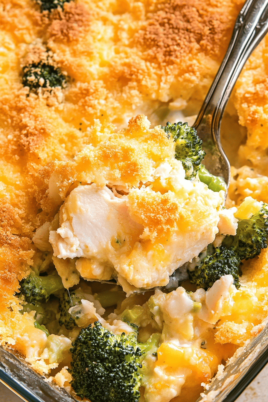 chicken broccoli casserole slice on plate showing perfect texture and swirl pattern