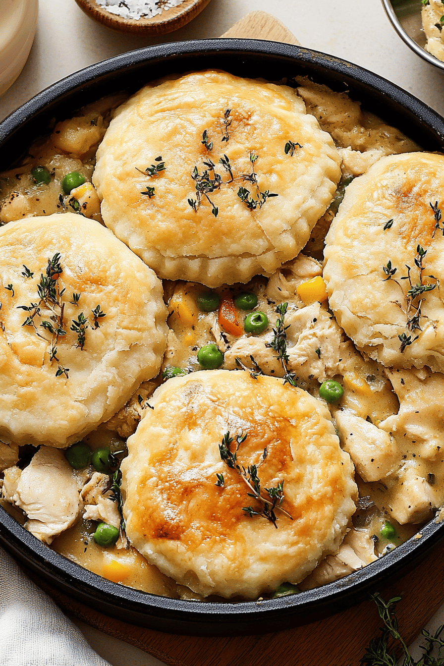 chicken pot pie slice on plate showing perfect texture and swirl pattern