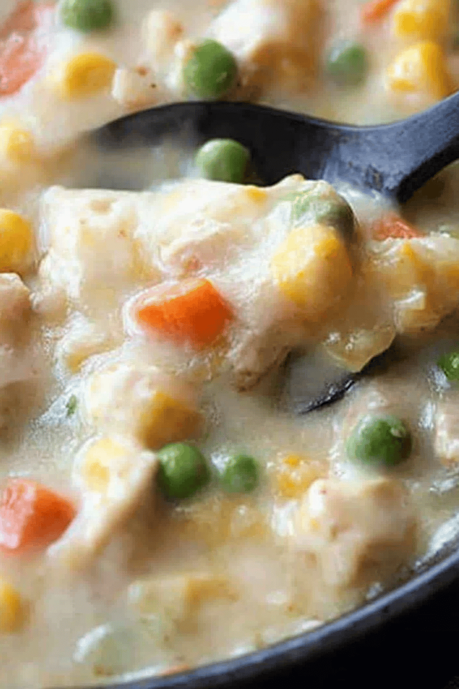 chicken pot pie casserole ingredients organized and measured on kitchen counter