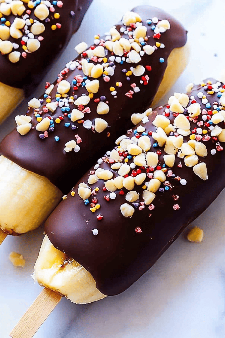chocolate covered bananas slice on plate showing perfect texture and swirl pattern