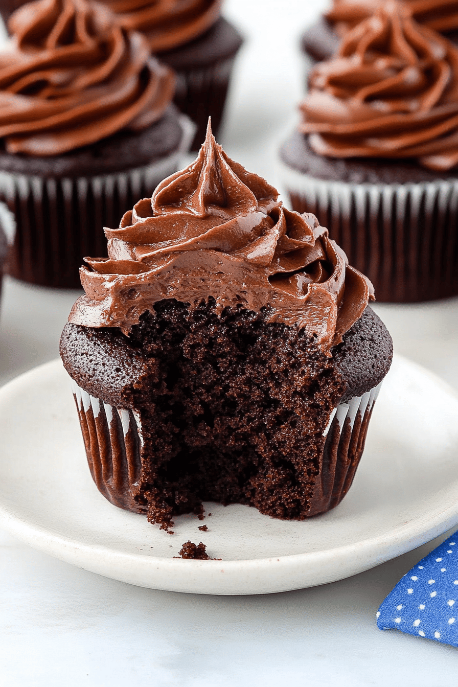 chocolate cupcakes ingredients organized and measured on kitchen counter