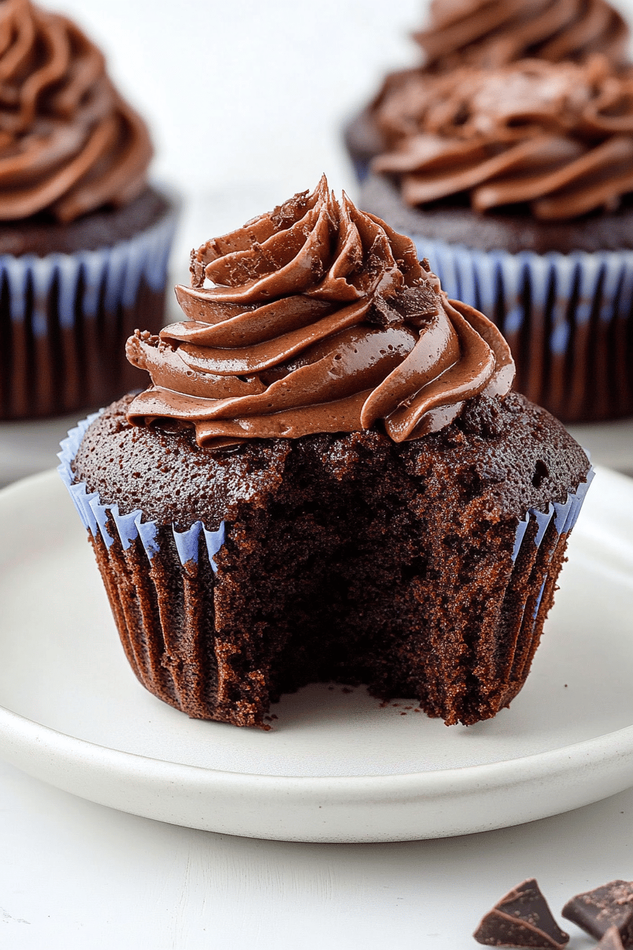 chocolate cupcakes ingredients organized and measured on kitchen counter