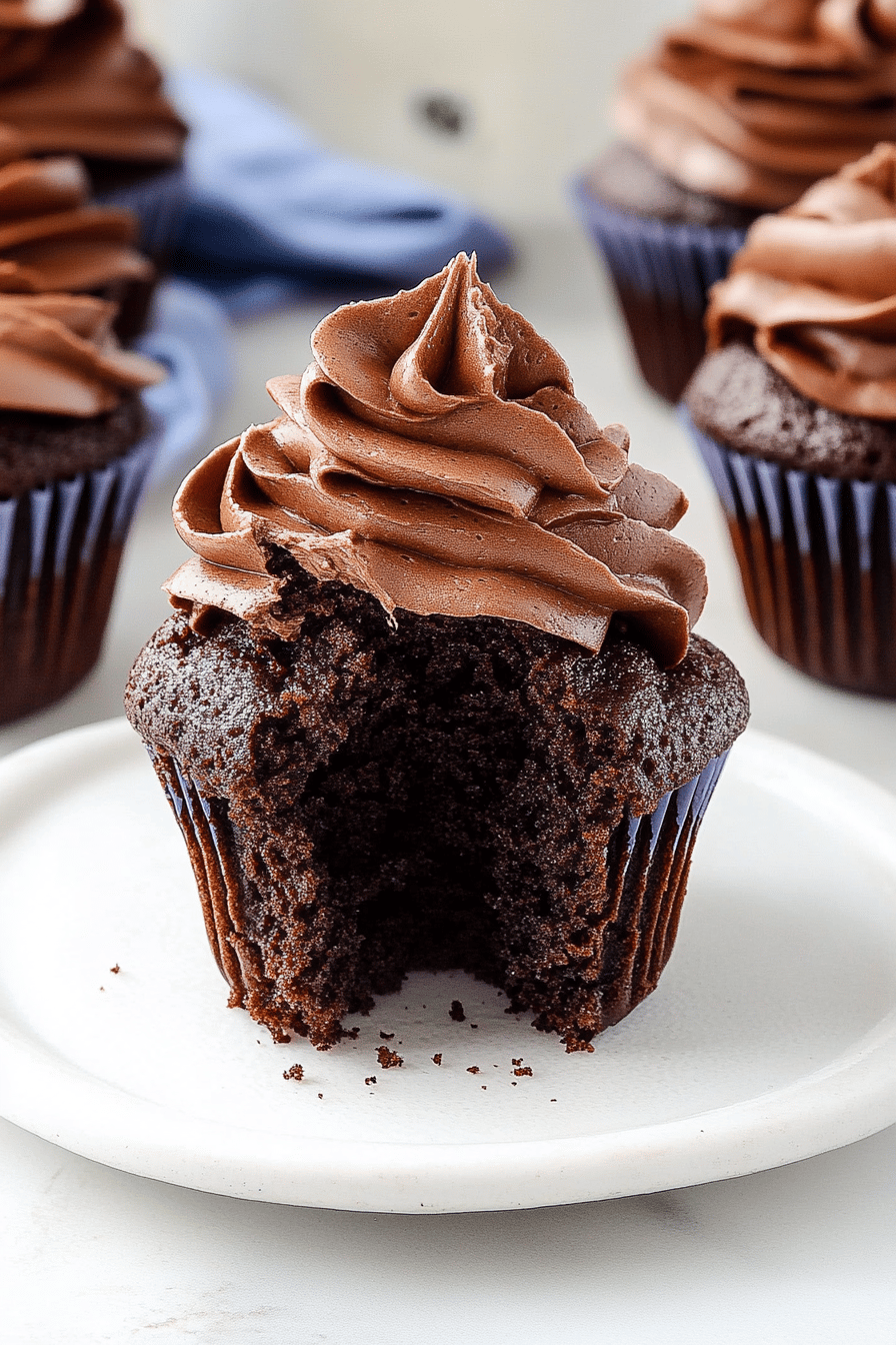 chocolate cupcakes ingredients organized and measured on kitchen counter