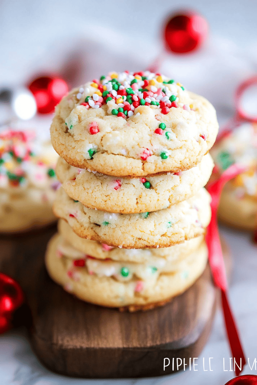 confetti cake mix cookies slice on plate showing perfect texture and swirl pattern