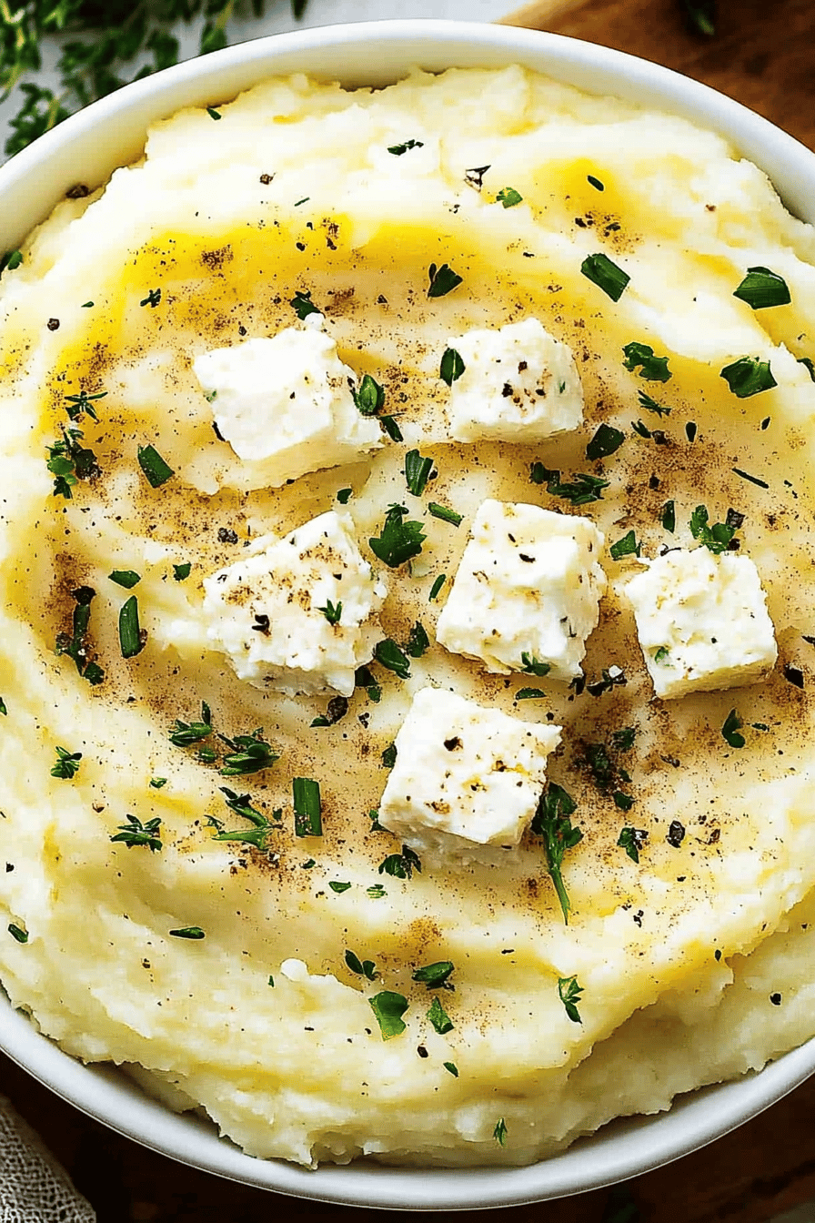 cottage cheese mashed potatoes slice on plate showing perfect texture and swirl pattern