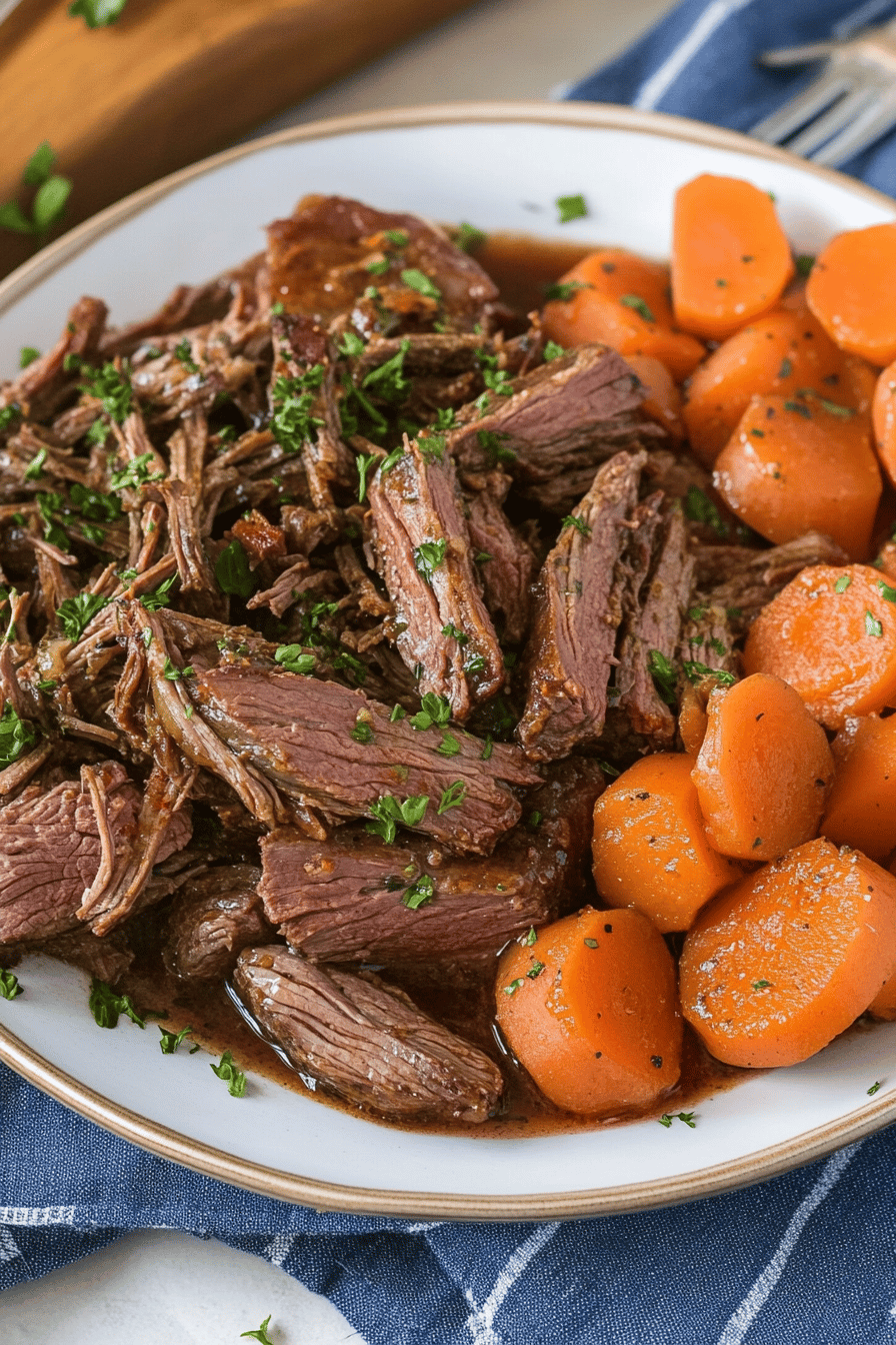 crockpot roast beef ingredients organized and measured on kitchen counter
