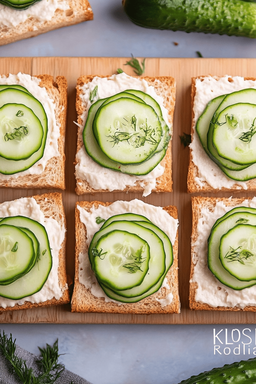 cucumber sandwiches ingredients organized and measured on kitchen counter
