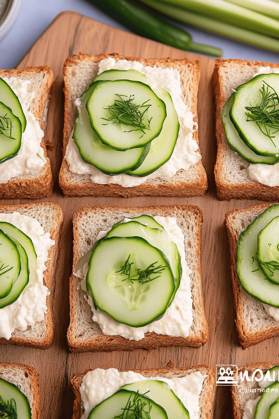 cucumber sandwiches slice on plate showing perfect texture and swirl pattern