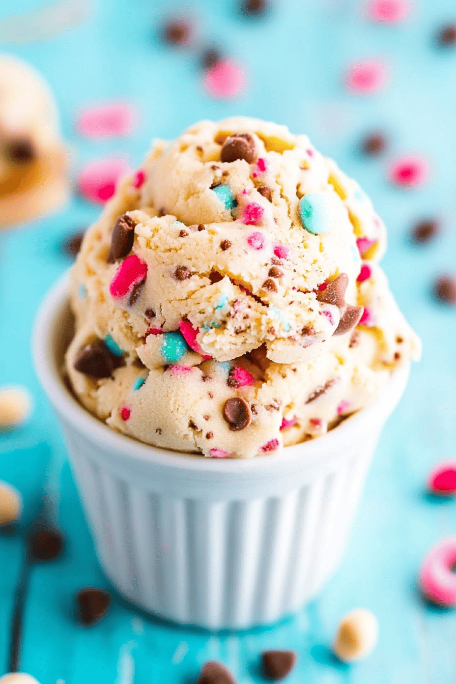 edible sugar cookie dough slice on plate showing perfect texture and swirl pattern