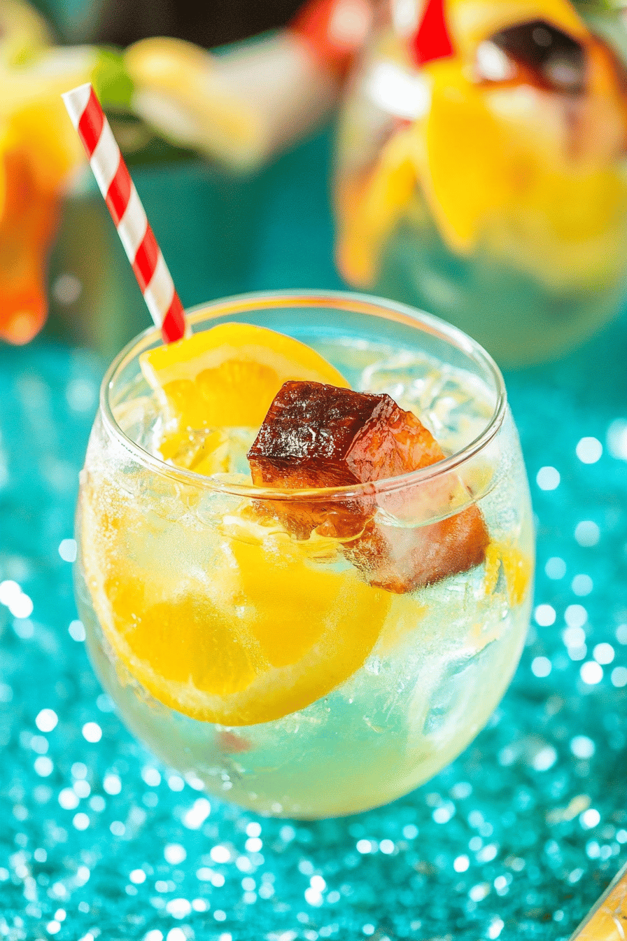 fish bowl drink slice on plate showing perfect texture and swirl pattern