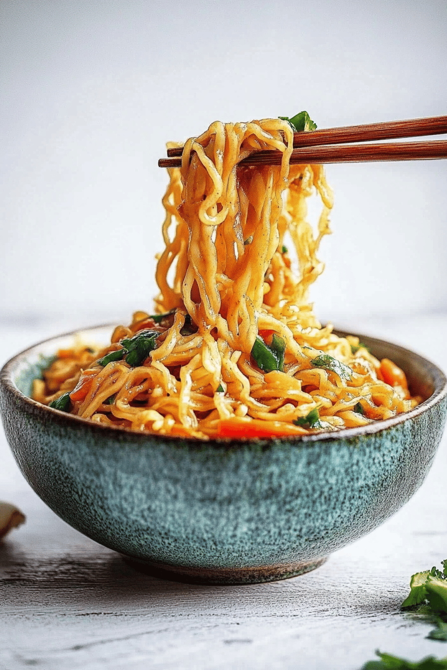 garlic noodles slice on plate showing perfect texture and swirl pattern
