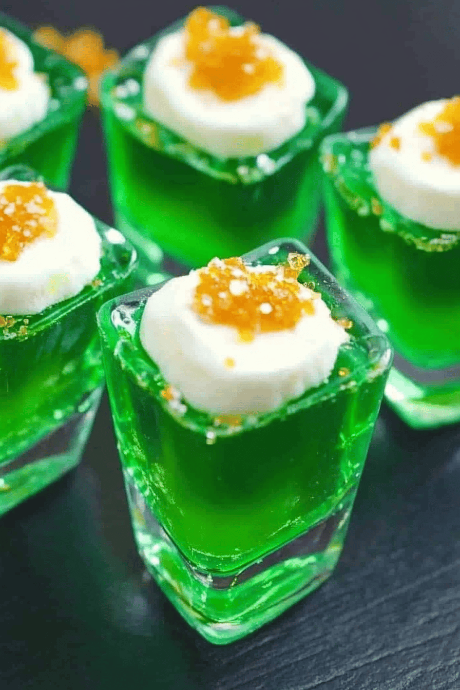 green jello shots ingredients organized and measured on kitchen counter